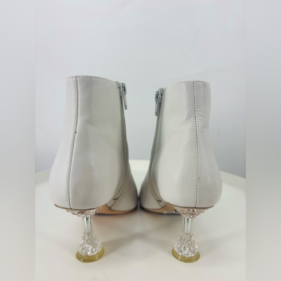 Tony Bianco Leather Glam Booties in Milk Capresso Crystal Heel White Cream 6 - Picture 4 of 5
